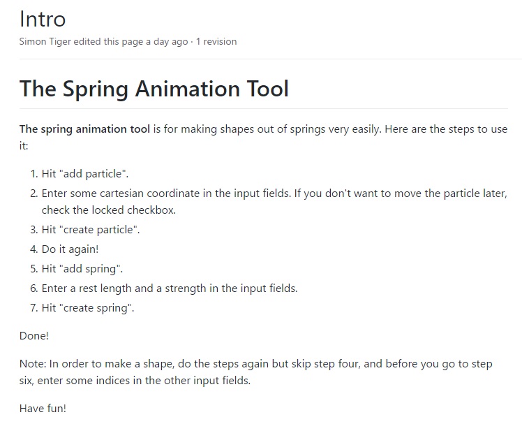 Intro Spring Animation Tool 24 Apr 2017